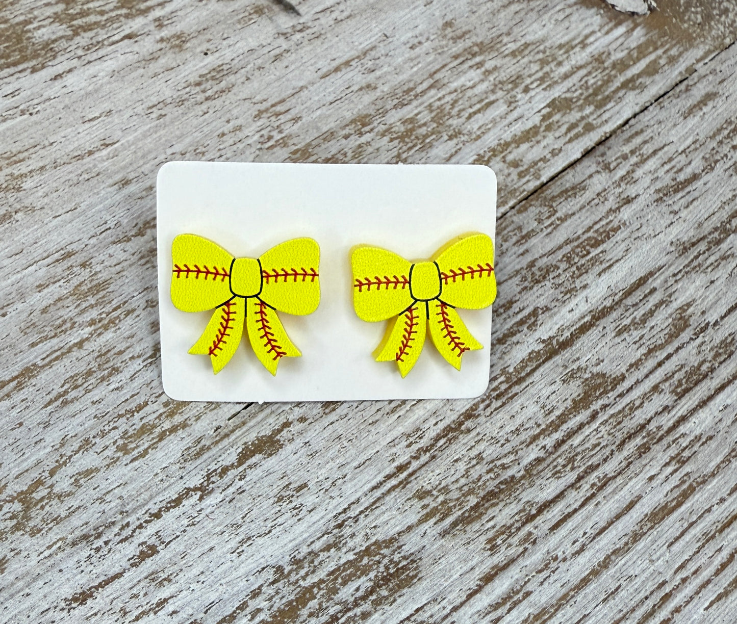 UV Printed Softball Bows Acrylic Stud Earrings