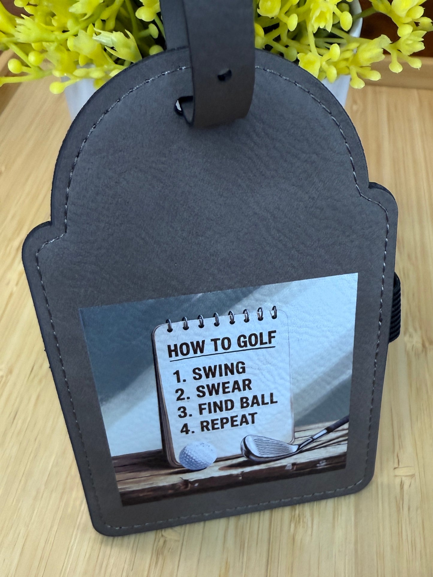 UV Printed How to Golf Leatherette Golf Bag Tag