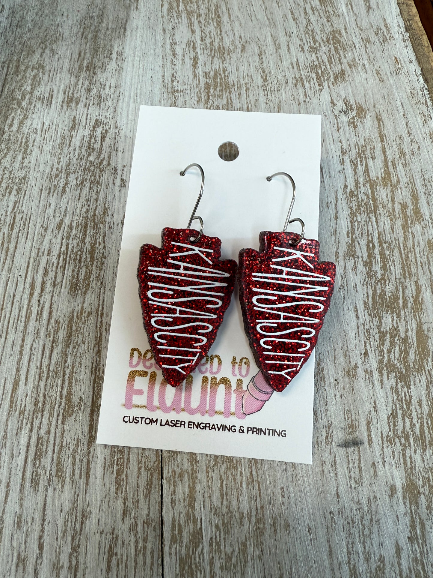 UV Printed Kansas City Arrowhead Acrylic Dangle Earrings