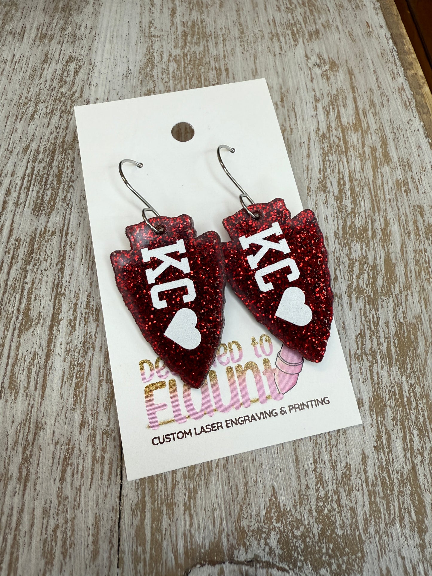 UV Printed KC Heart Acrylic Dangle Earrrings