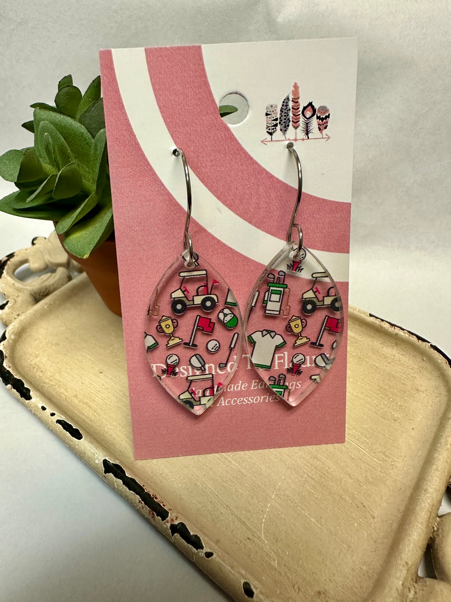 Golf Scattered Acrylic Dangle Earrings