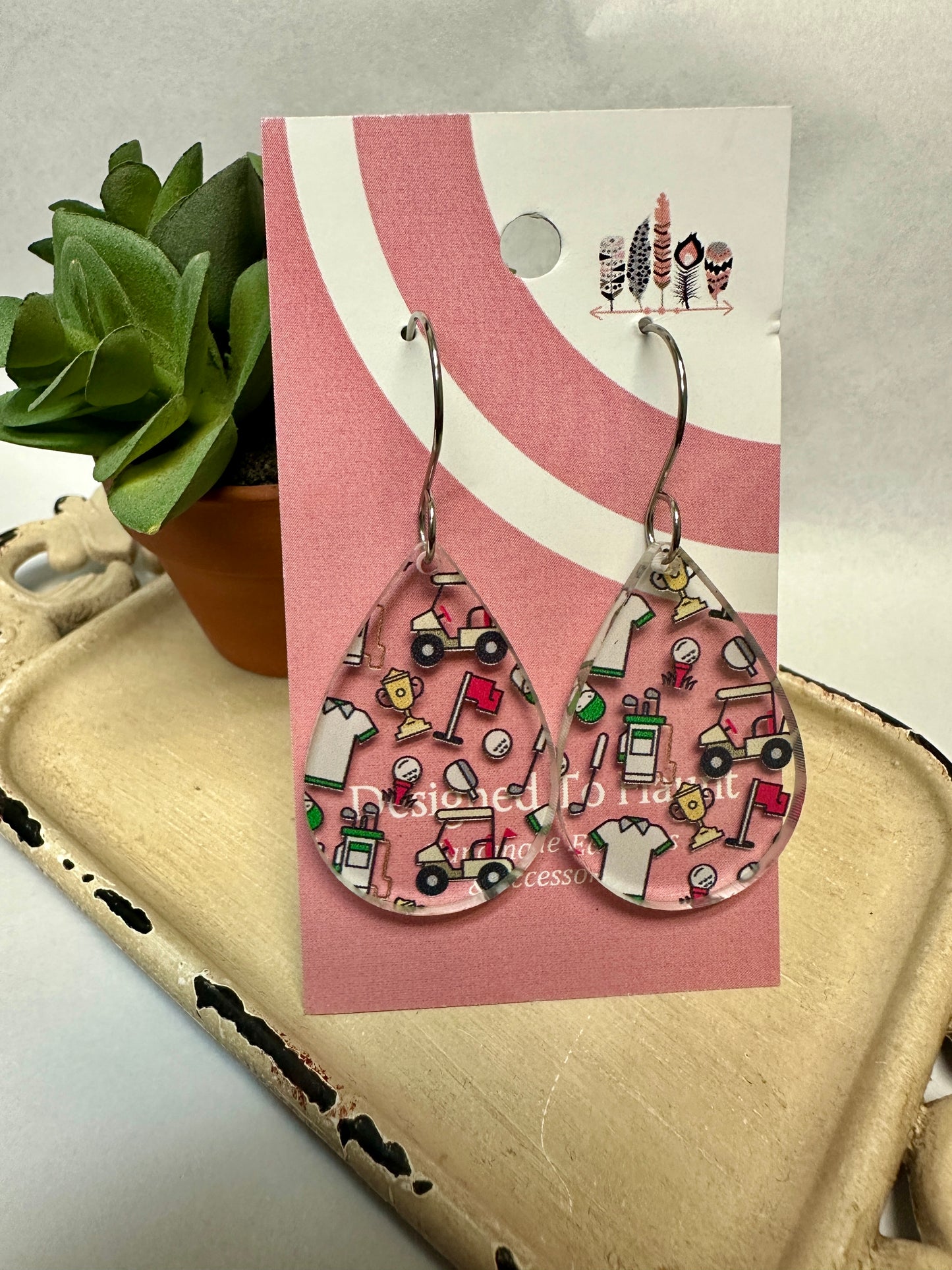 Golf Scattered Acrylic Dangle Earrings
