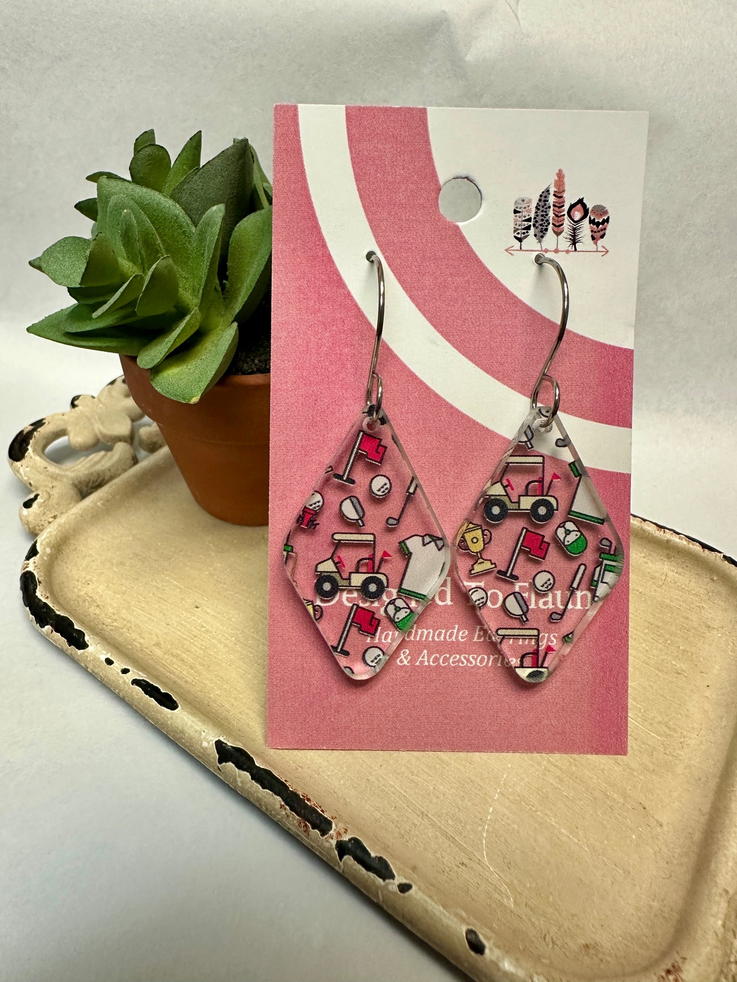 Golf Scattered Acrylic Dangle Earrings