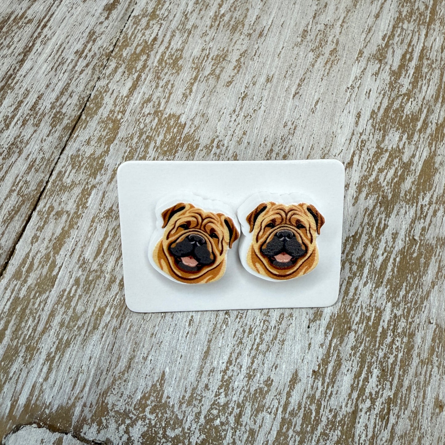 UV Printed Squishy Shar-Pei Acrylic Stud Earrings