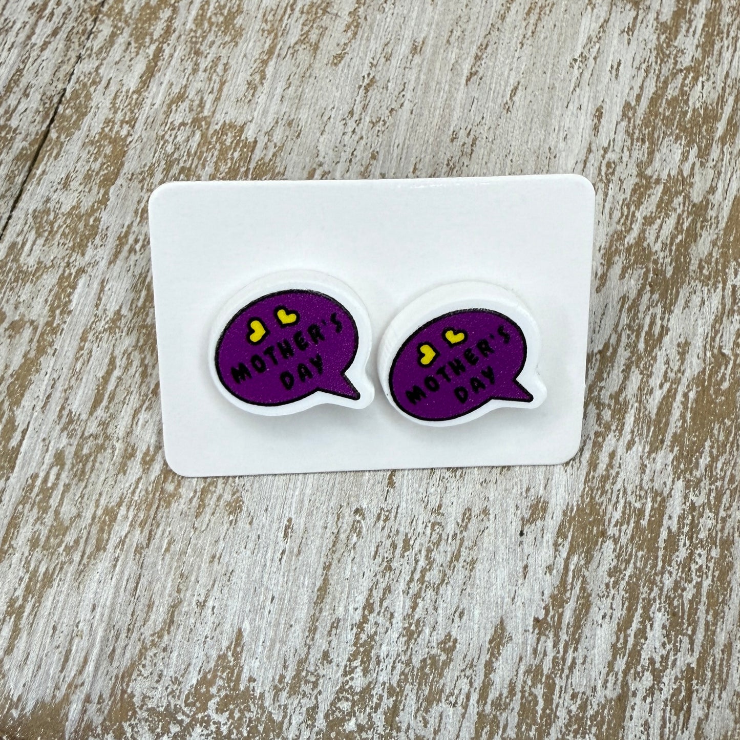 UV Printed Hey Mama Acrylic Stud Earrings