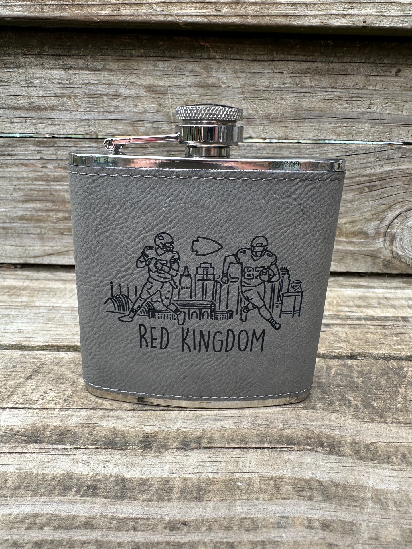Red Kingdom 6 oz Leatherette and Stainless Steel Flask