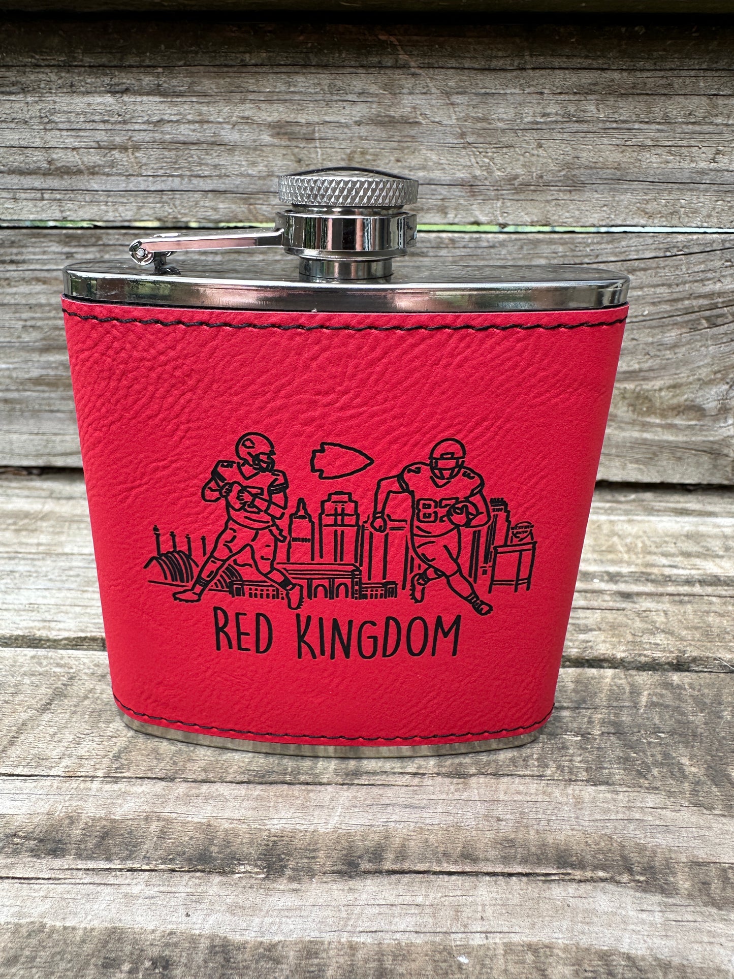 Red Kingdom 6 oz Leatherette and Stainless Steel Flask
