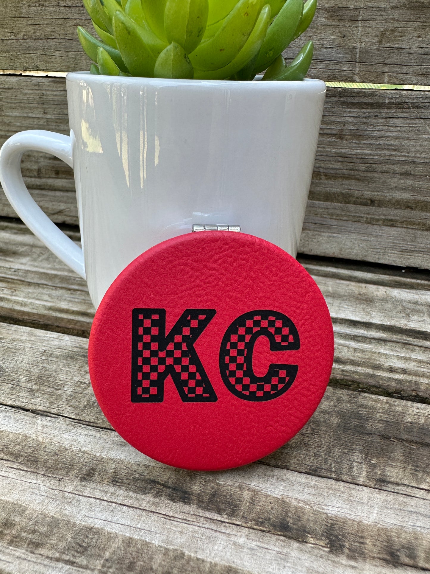 KC Checkered Compact Mirror