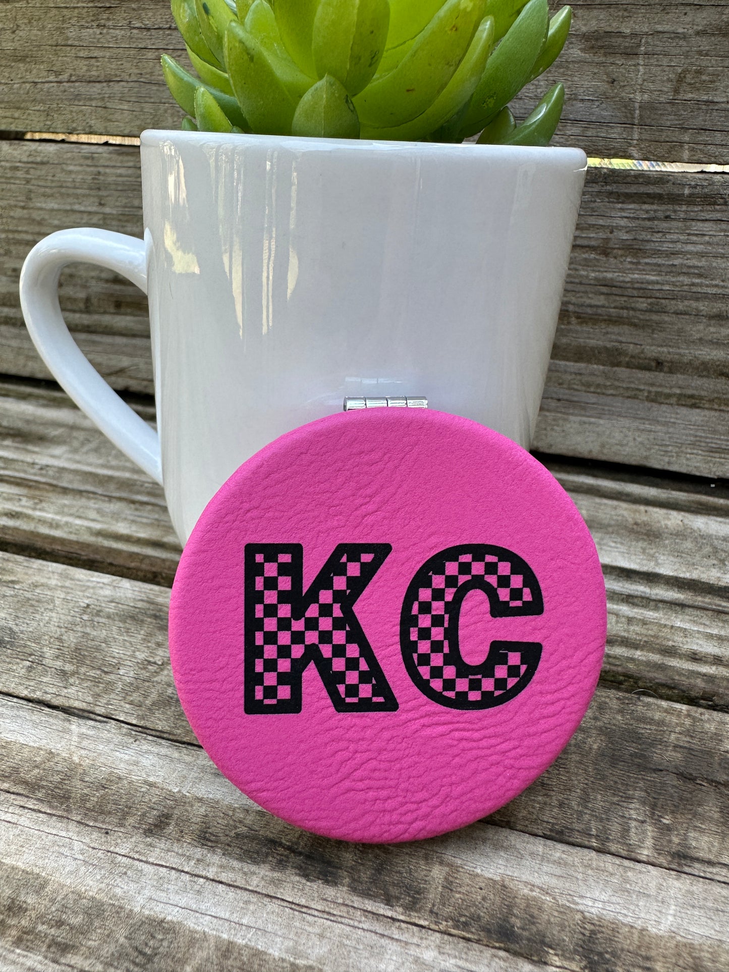 KC Checkered Compact Mirror