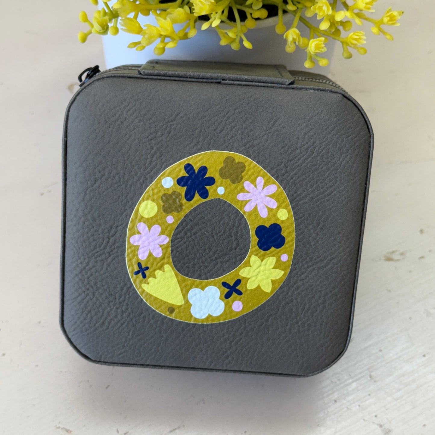 UV Printed Single-Letter Monogram Leatherette Jewelry Boxes