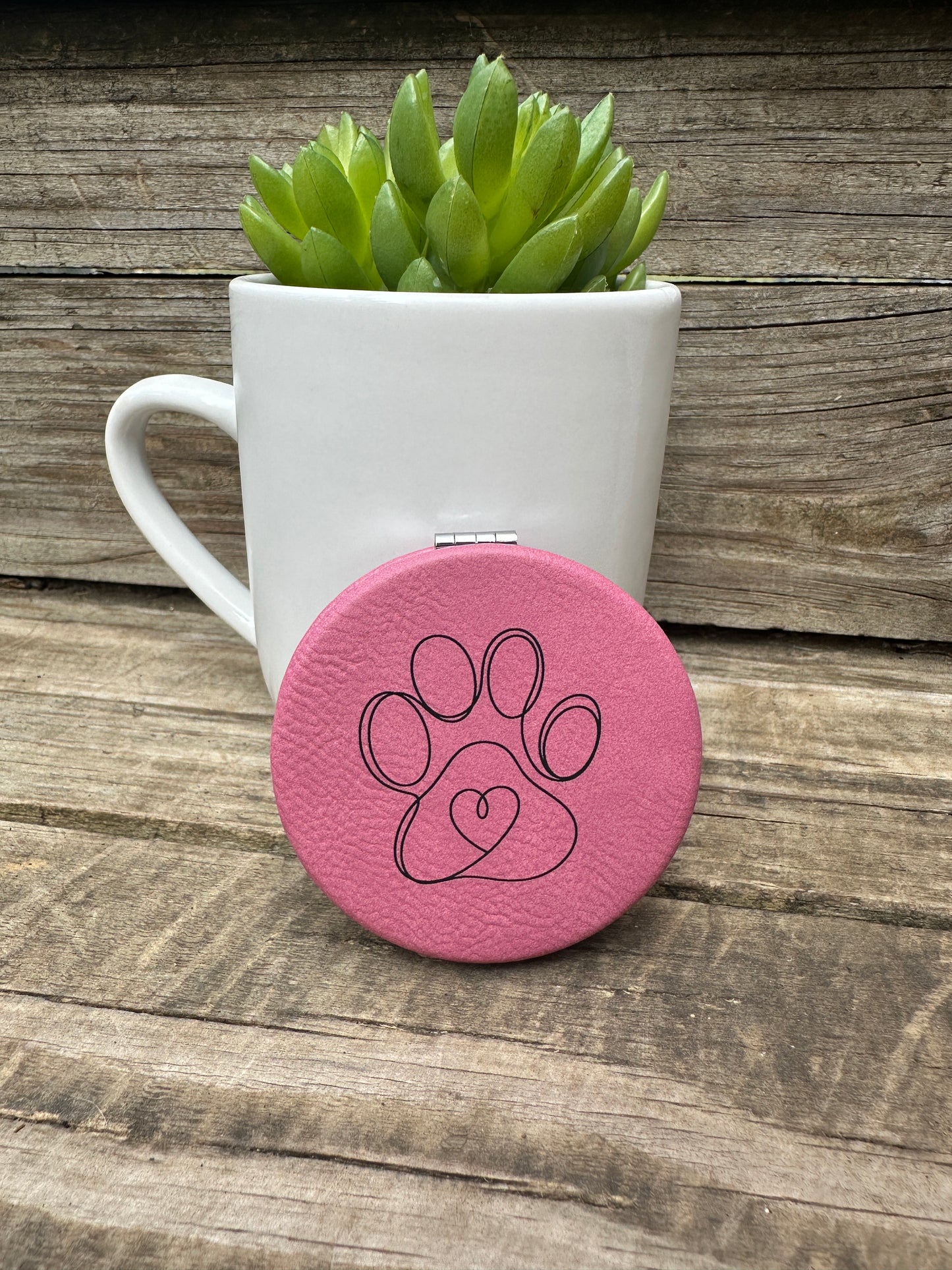 Pawprint Heart Compact Mirror