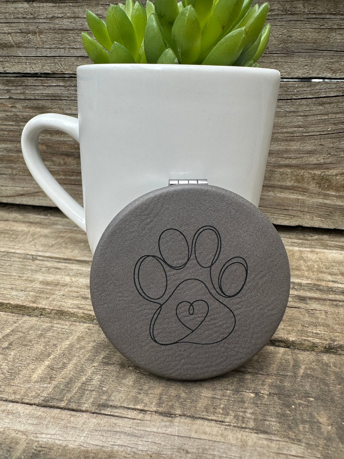 Pawprint Heart Compact Mirror