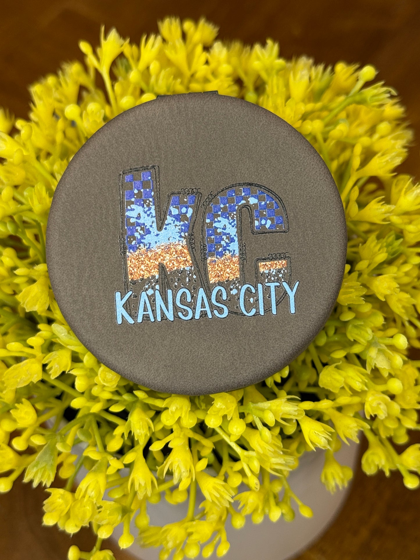 UV Printed Royal KC Checkered Paint Compact Mirror