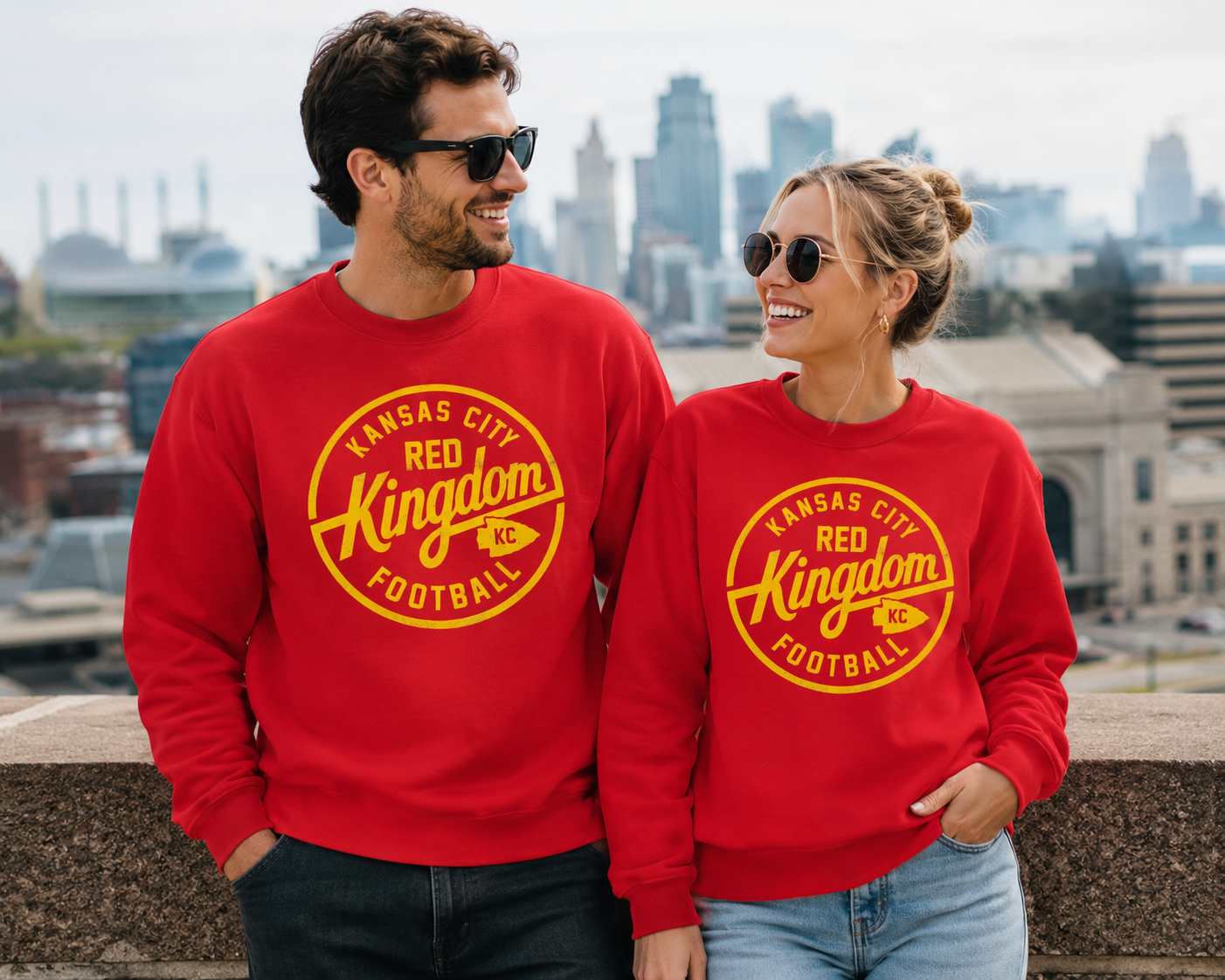 Kansas City Red Kingdom Football Sweatshirt | KC Football Fan Graphic Sweatshirt