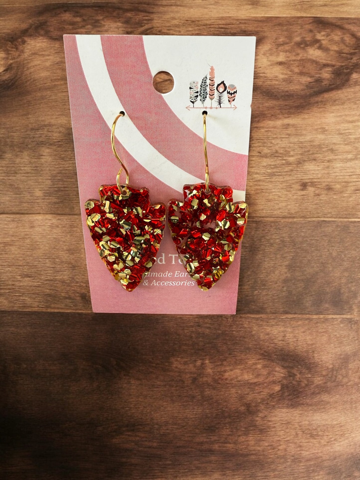 Red and Gold Kingdom Acrylic Dangle Earrings