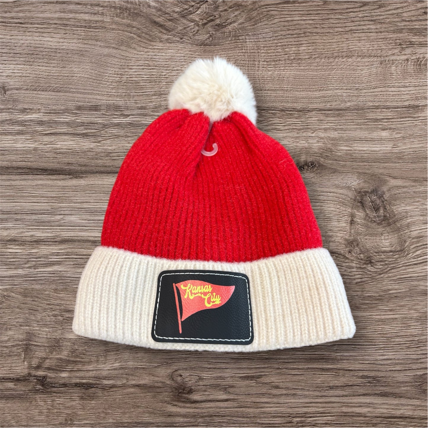 UV Printed KC Red Pennant Beanie- Faux Fur Lined