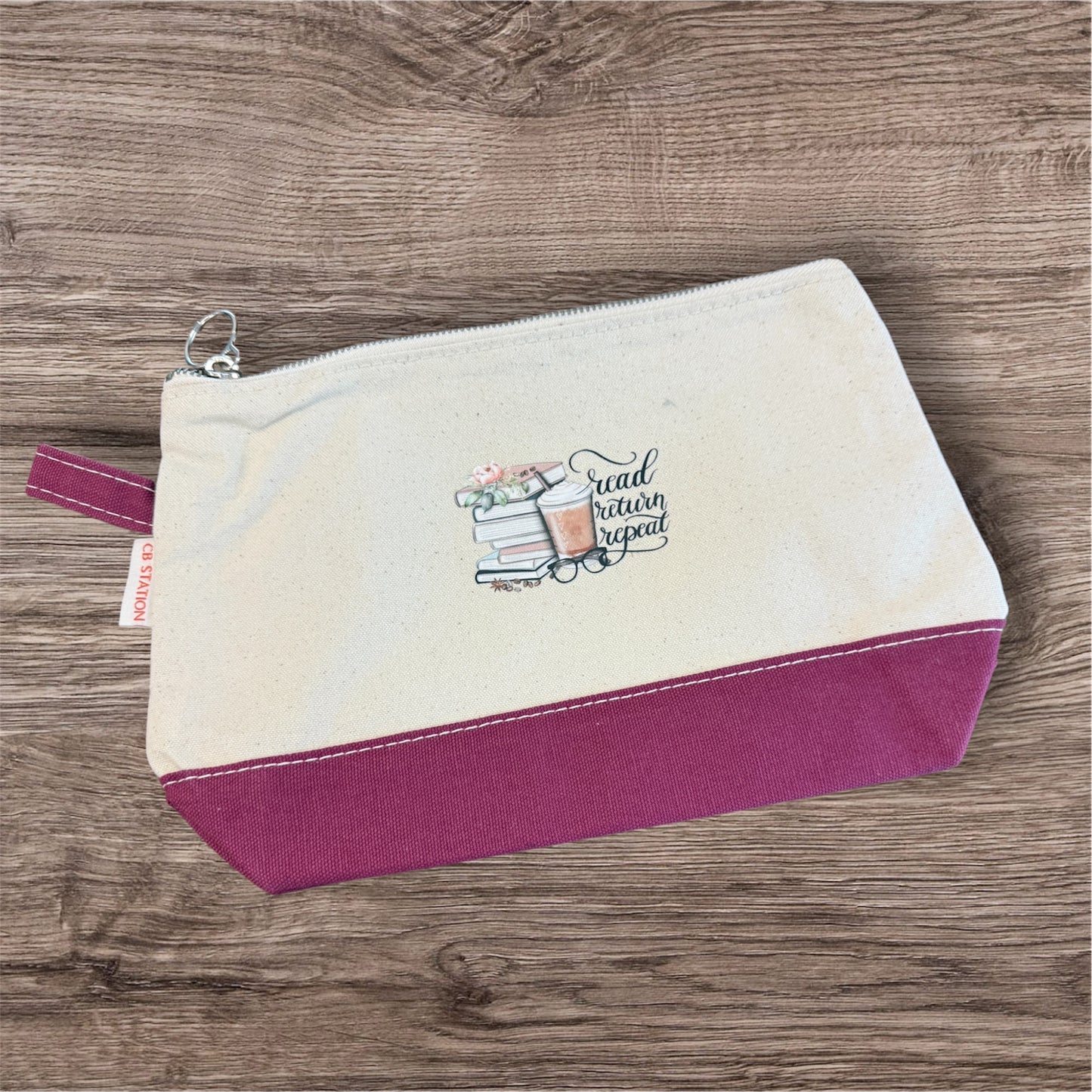 UV Printed Read, Return, Repeat Cosmetic Bag
