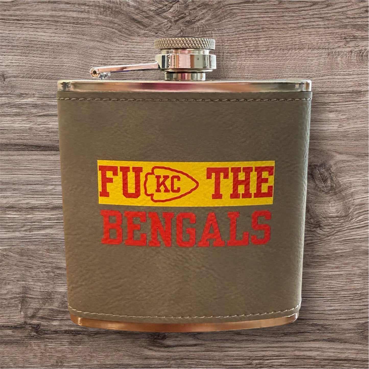 UV Printed FU KC The Bengals 6 oz Flask