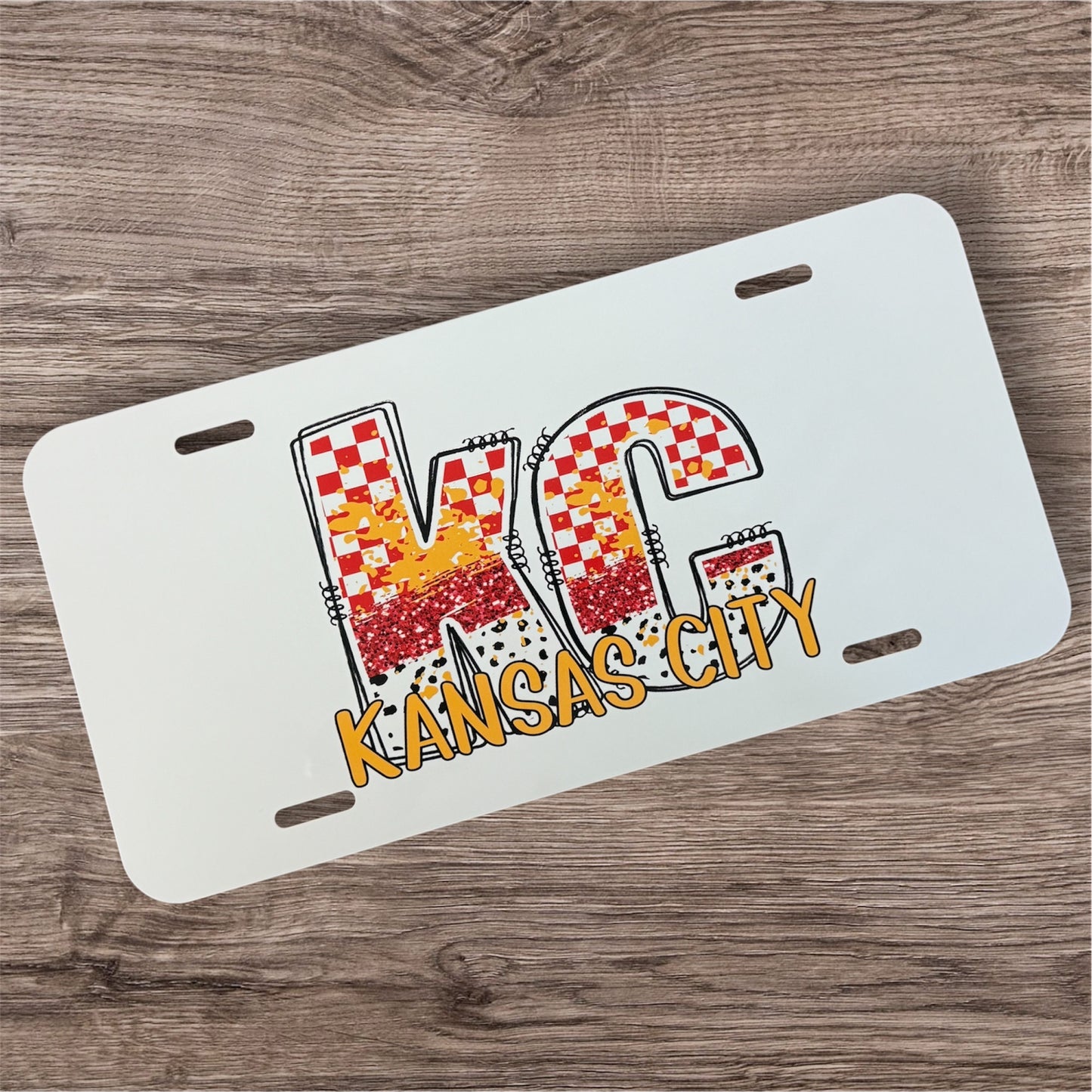 UV Printed KC Checkered Paint License Plate