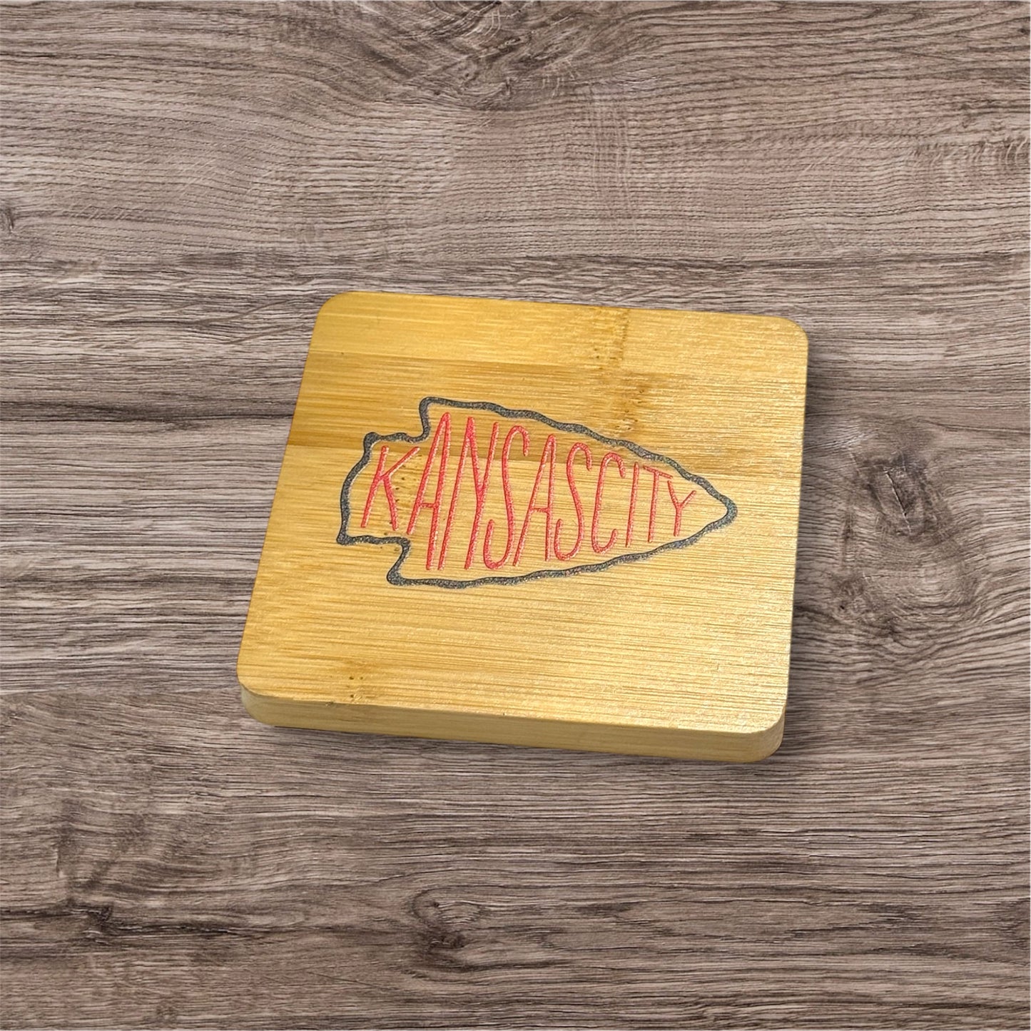 UV Printed Kansas City Arrowhead Wooden Coaster