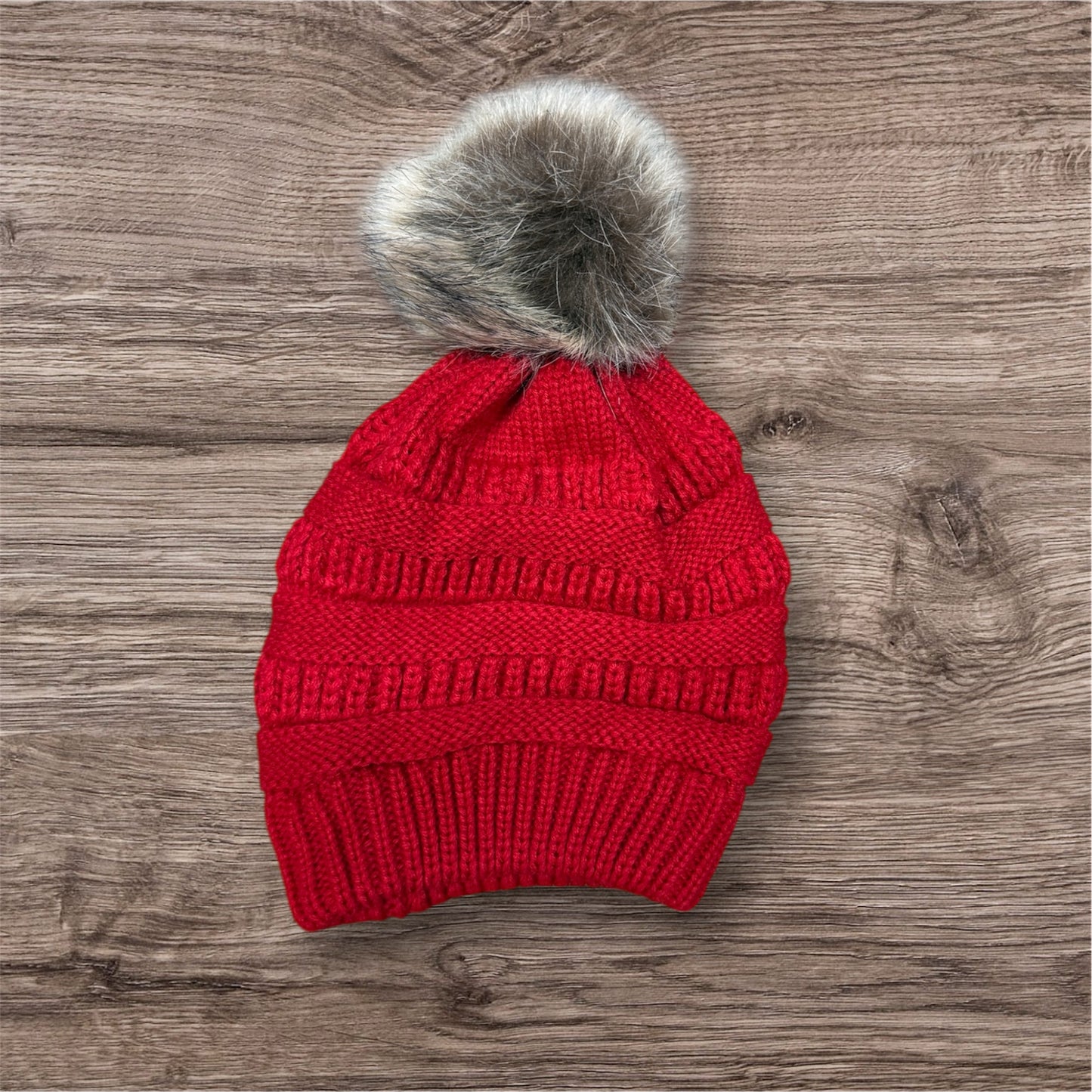 Engraved KC Arrowhead Football Knitted Pom Beanie