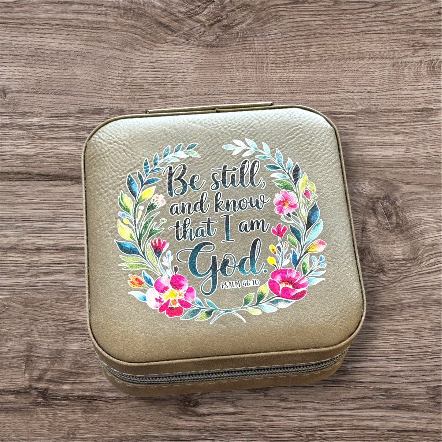 UV Printed Floral Be Still Jewelry Box