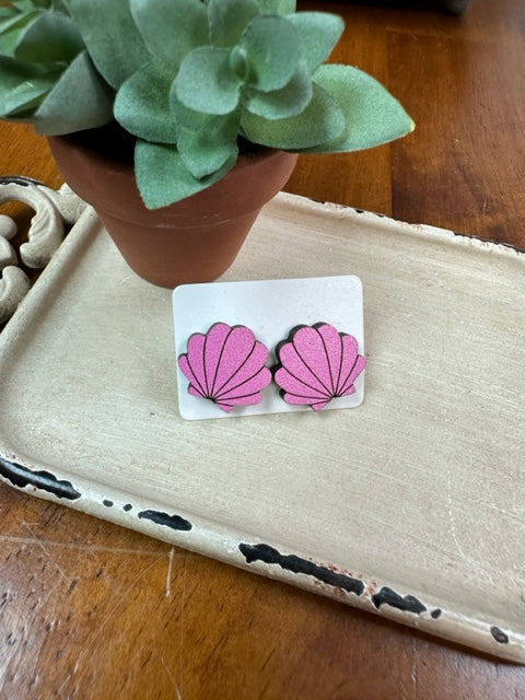 Pink Seashell Studs