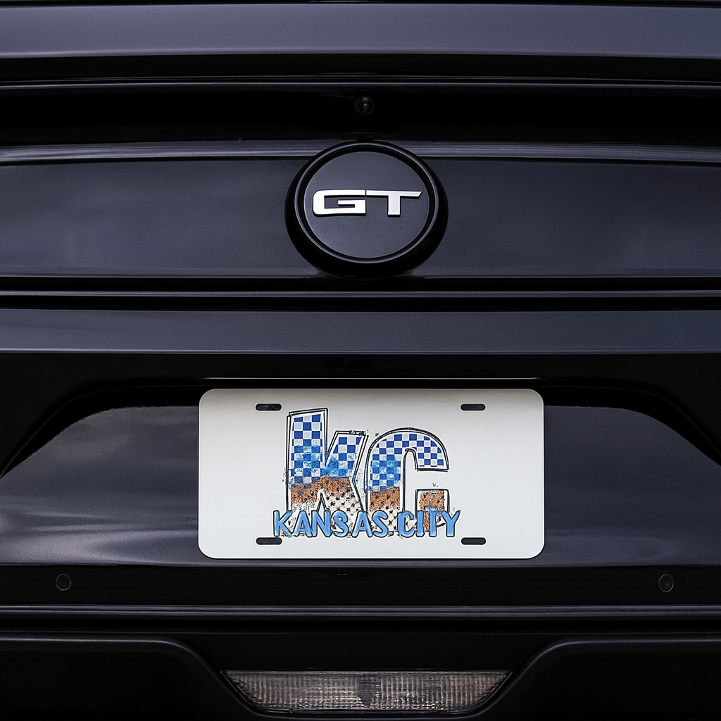 UV Printed KC Checkered Paint License Plate
