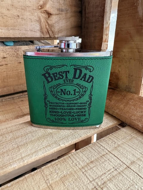 Best Dad 6 oz Leatherette and Stainless Steel Flask