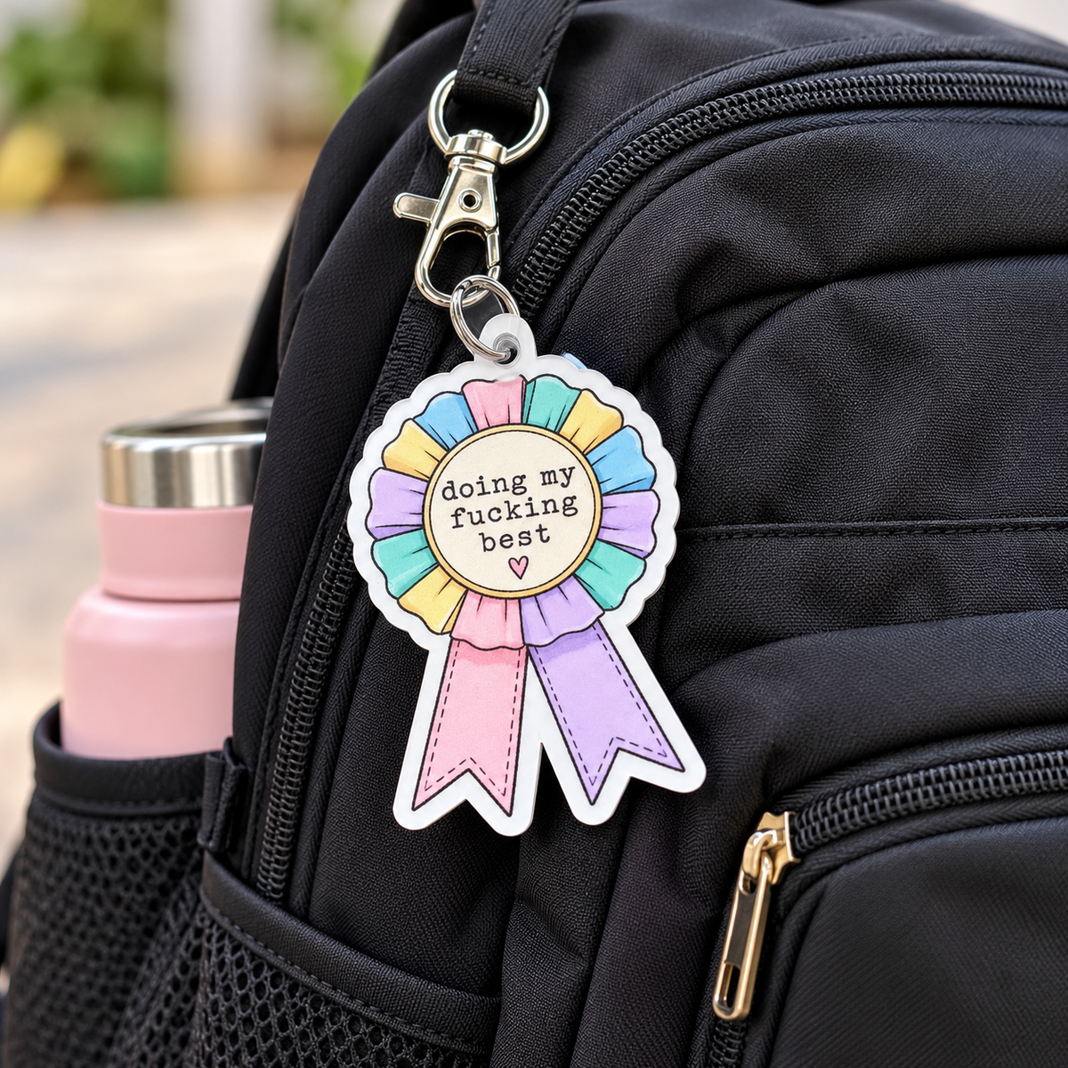 Doing My Best Ribbon Keychain