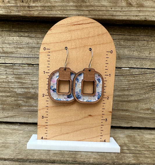 Mid Summer Roses Square Inlay Earrings