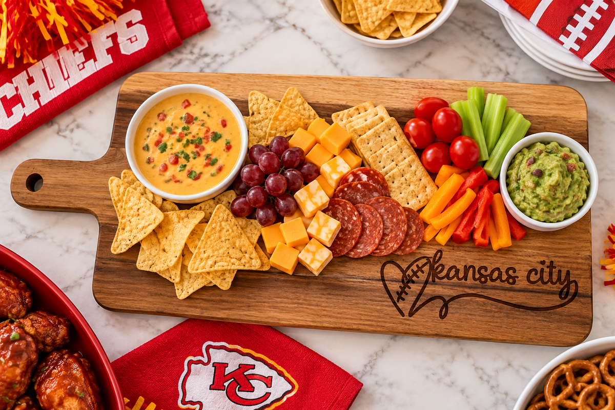 Engraved KC Football Cutting Board