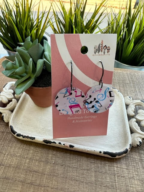 Musical Notes Print Dangle Earrings