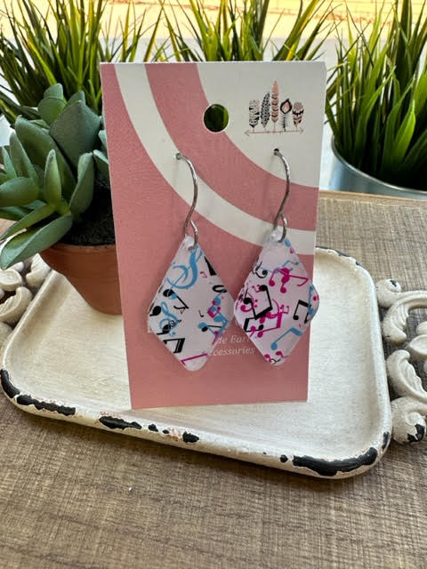 Musical Notes Print Dangle Earrings