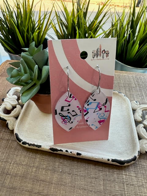 Musical Notes Print Dangle Earrings