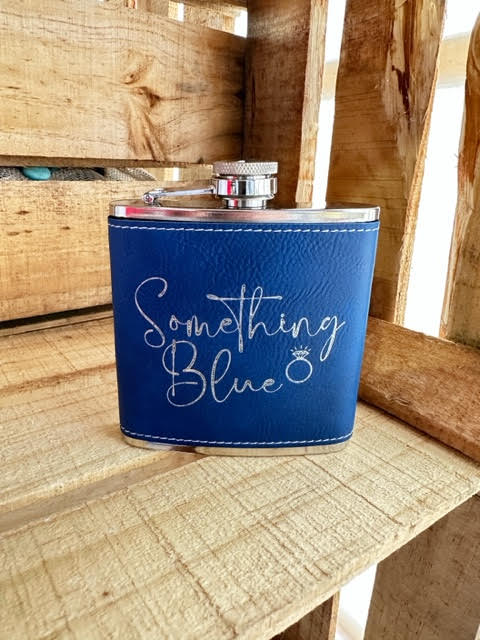 Something Blue 6 oz Leatherette and Stainless Steel Flask