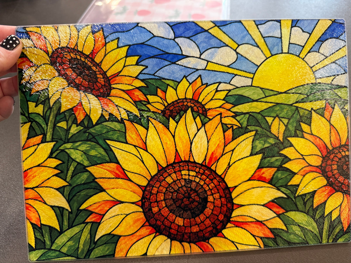 Sunflower Glass Cutting Board