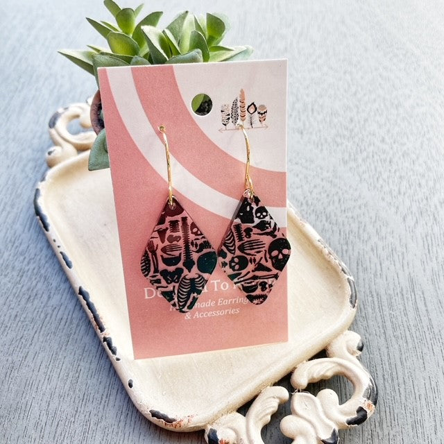 Bones Scattered Print Dangle Earrings