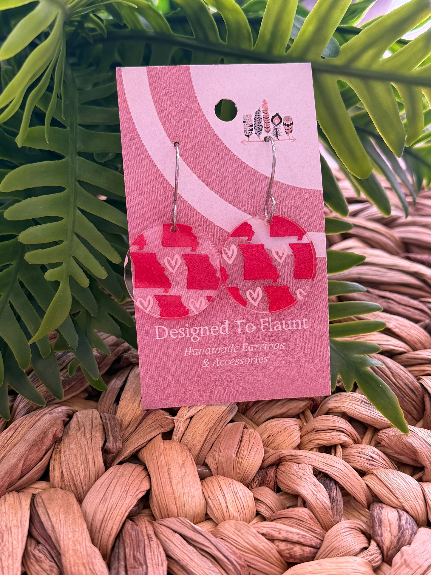 State of Missouri Heart Acrylic Dangle Earrings