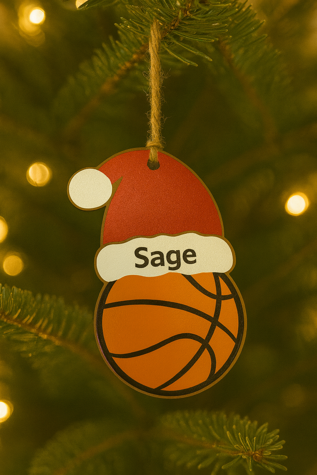 UV Printed Santa's Basketball Player Personalized Name Ornament