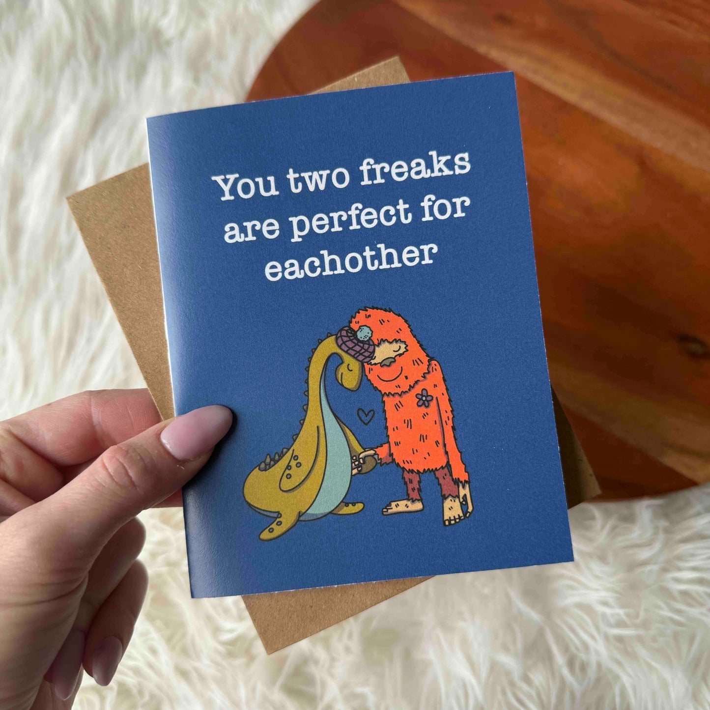 "You Two Freaks Are Perfect" Funny Wedding Card