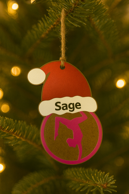 UV Printed Santa's Gymnast Personalized Name Ornament