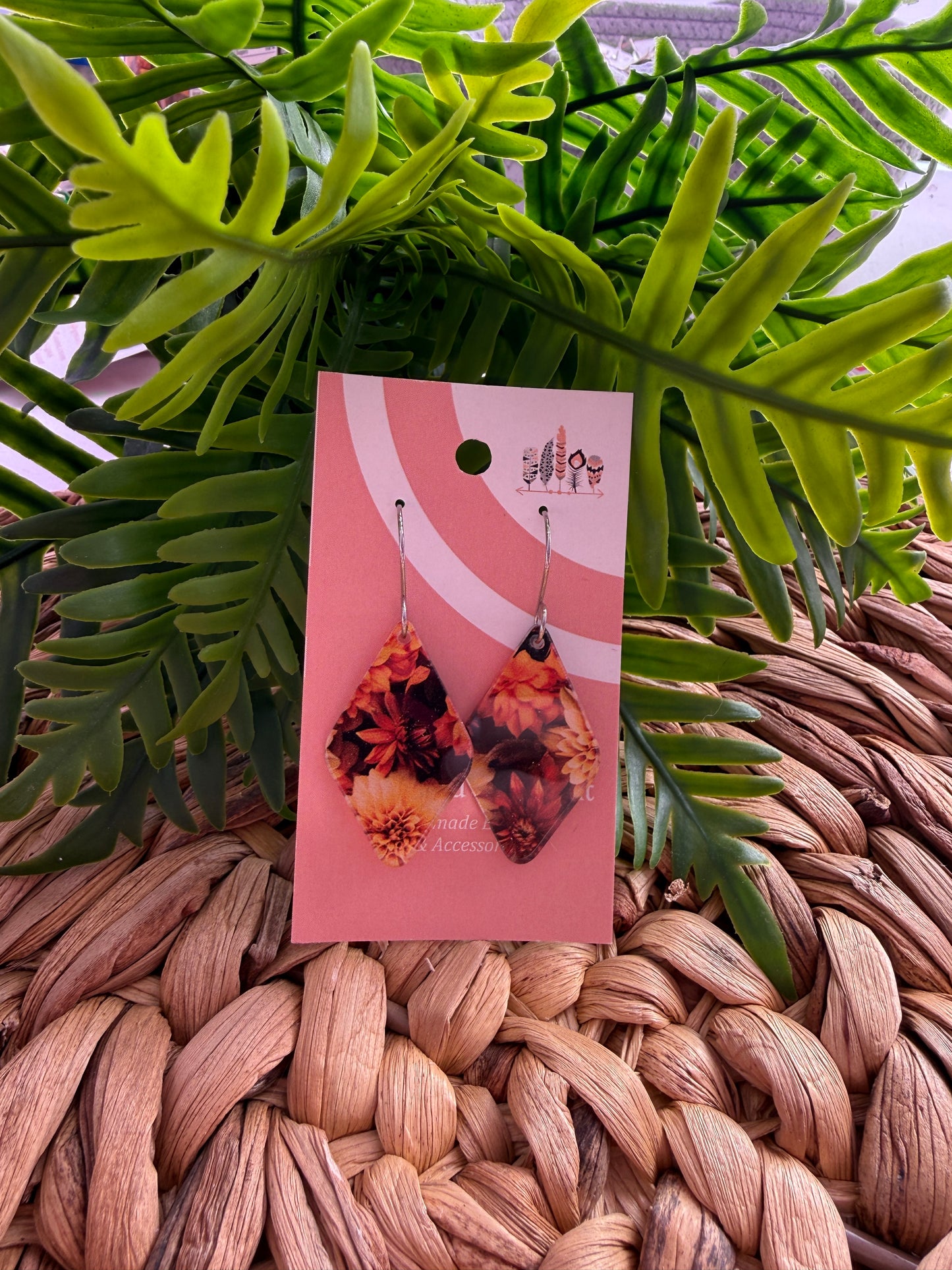 Autumn Bloom Print Dangle Earrings