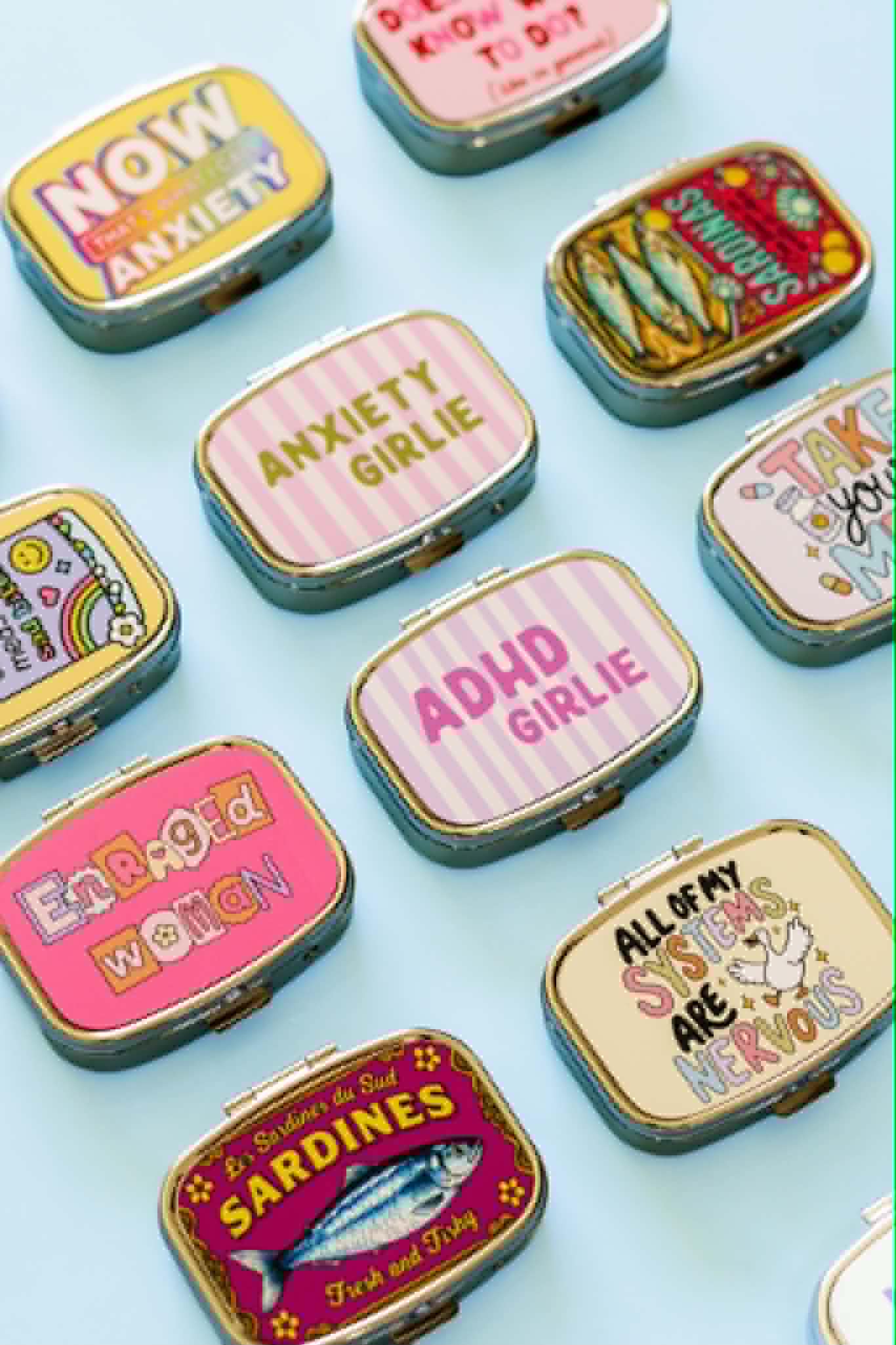 Pill Box Funny Gift Pill Case with Mirror