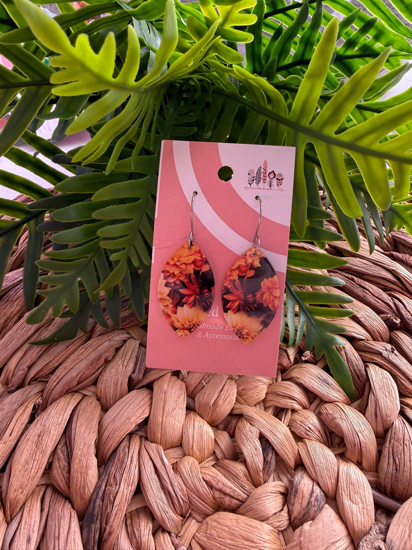 Autumn Bloom Print Dangle Earrings