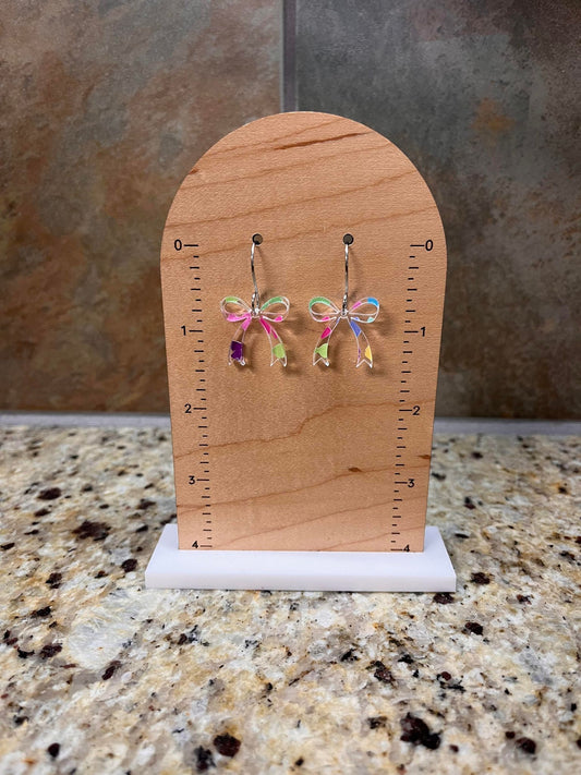 Thin Hair Bows Vibrant Bows Acrylic Dangle Earrings
