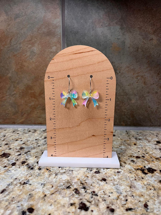 Bows Fading Circles Acrylic Dangle Earrings