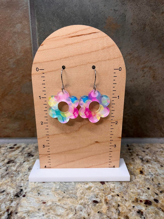 Bloom Circle Cutouts Fading Circles Acrylic Dangle Earrings
