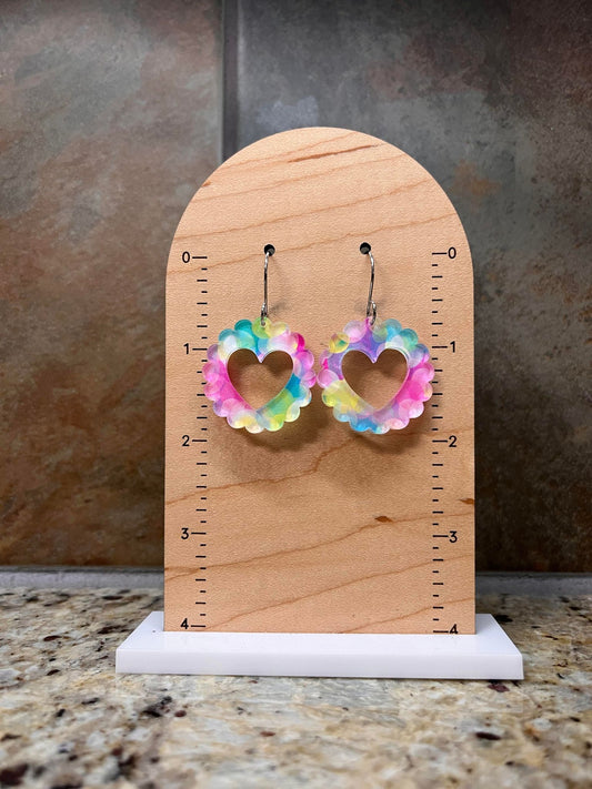 Zephyr Heart Cutouts Fading Circles Acrylic Dangle Earrings