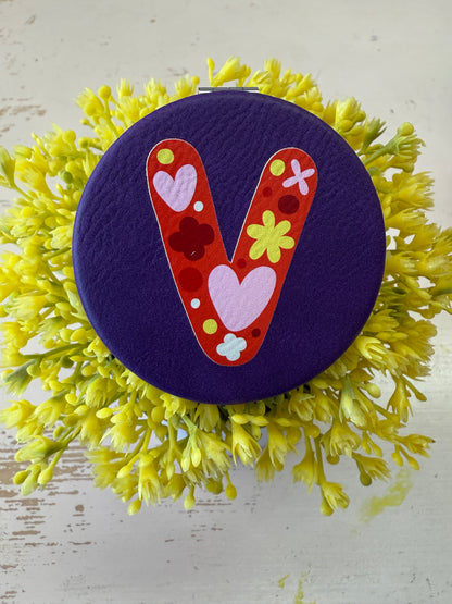 UV Printed Single-Letter Monogram Compact Mirror